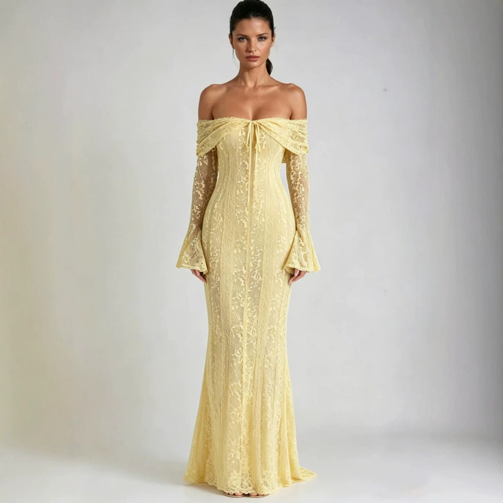 Off-shoulder Lace Bodycon Evening Gown