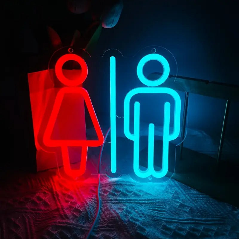 LED neon sign restroom teemdrop