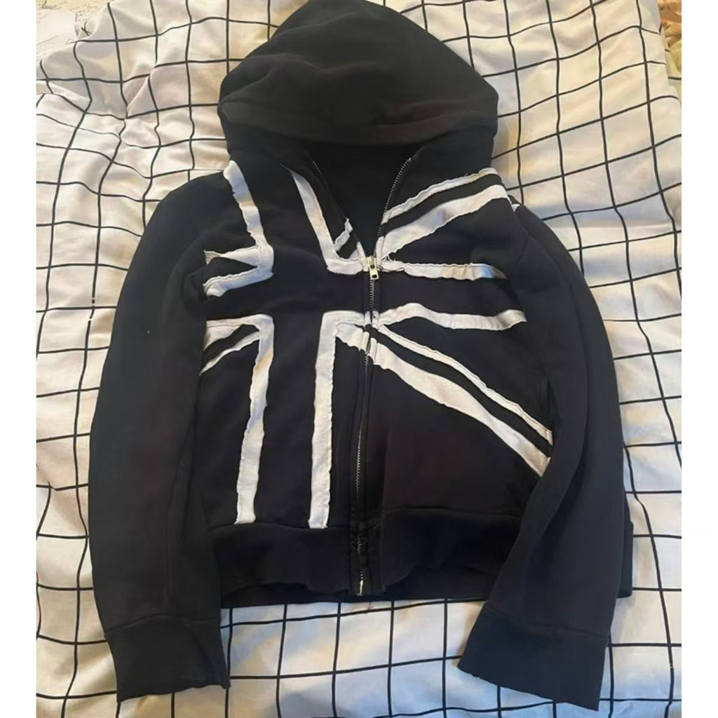 Long-sleeve pullover zip-up hoodie