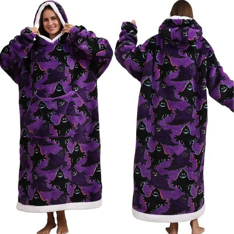 Women Men Winter Thickened Warm Hooded Blanket Pajamas teemdrop