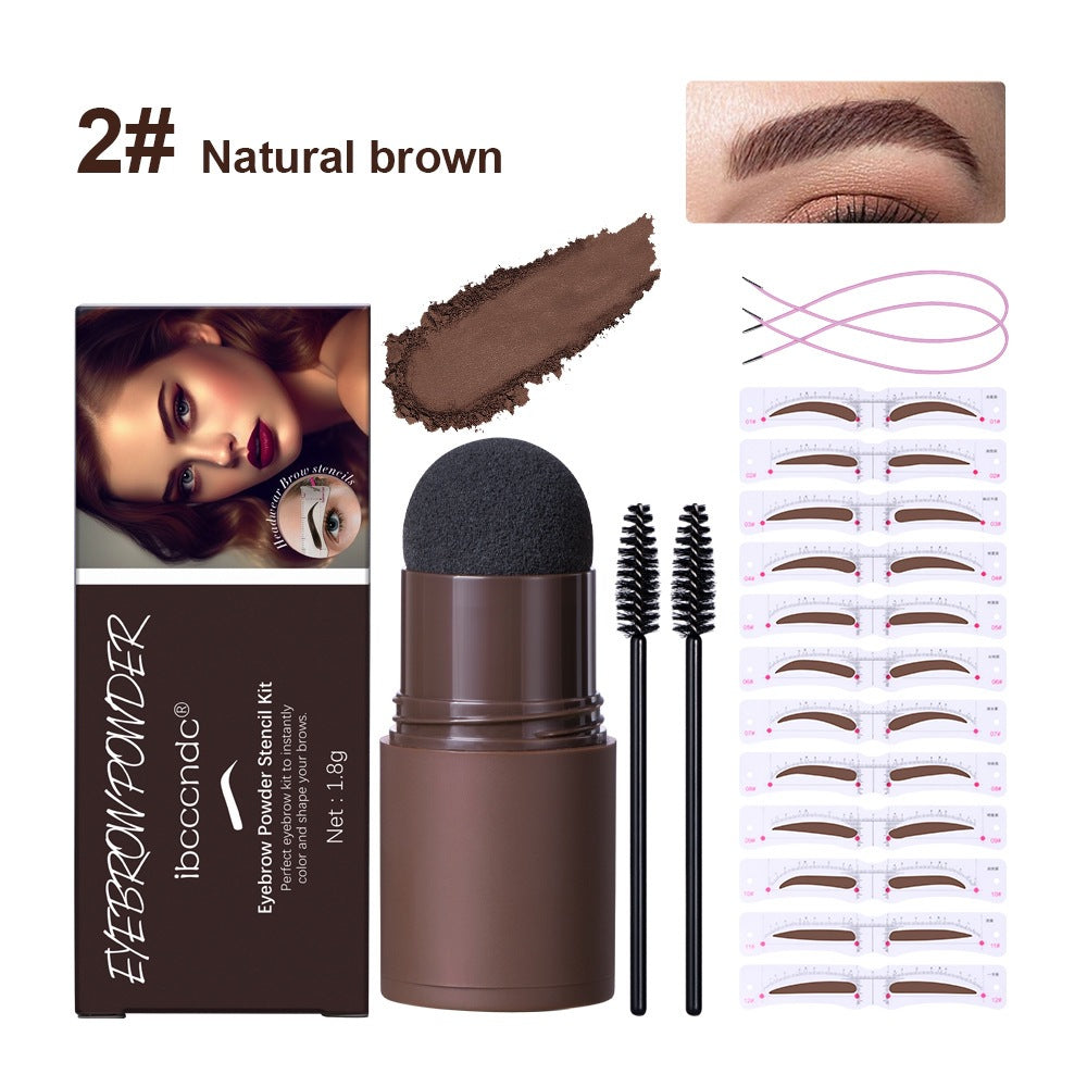 Head-Mounted Eyebrow Stamp Kit, Waterproof Long-Lasting Eyebrow Powder with Contouring Powder, Instant Natural Brow Shaper teemdrop