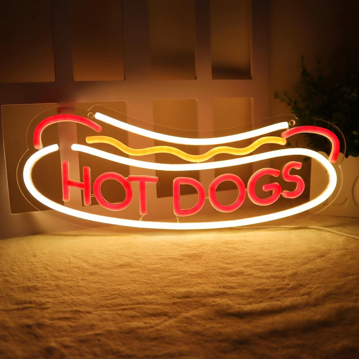 LED Neon Light Hamburger Fries Sushi Shape Sign for Home Bar Decoration