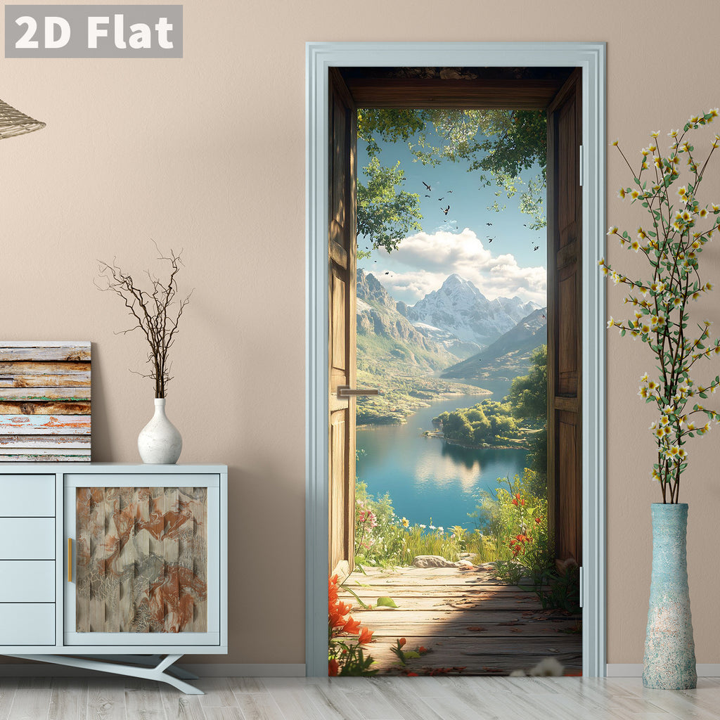 Creative Wooden Door Refurbished Door Stickers Wall Stickers teemdrop