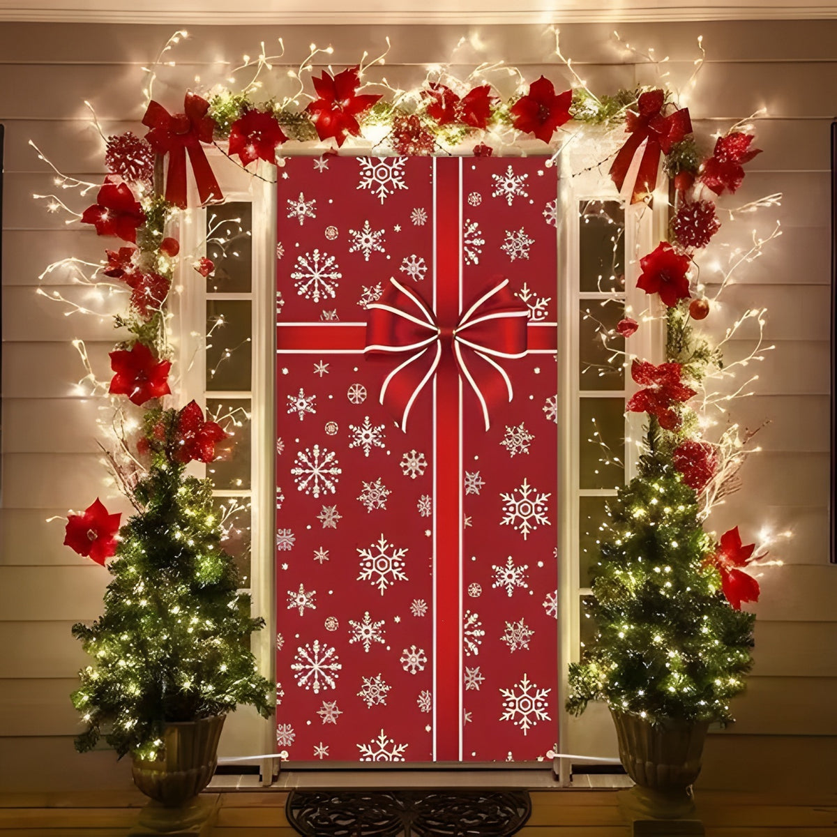 Christmas Santa Claus Polyester Door Cover Decoration 90x180cm teemdrop