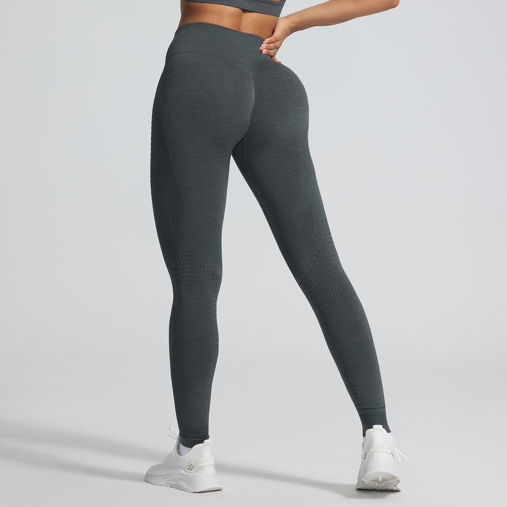 Women's Seamless Jacquard High-Waist Cropped Yoga Pants teemdrop