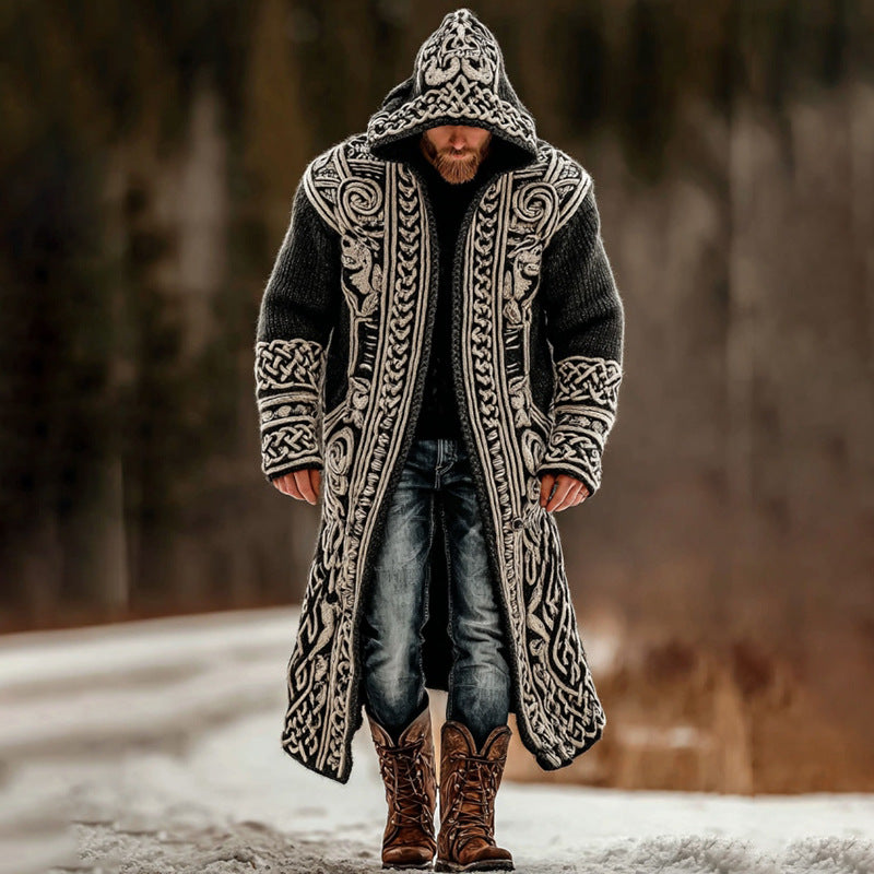 Men's 3D Printed Loose Fit Stand Collar Cardigan Sweater teemdrop