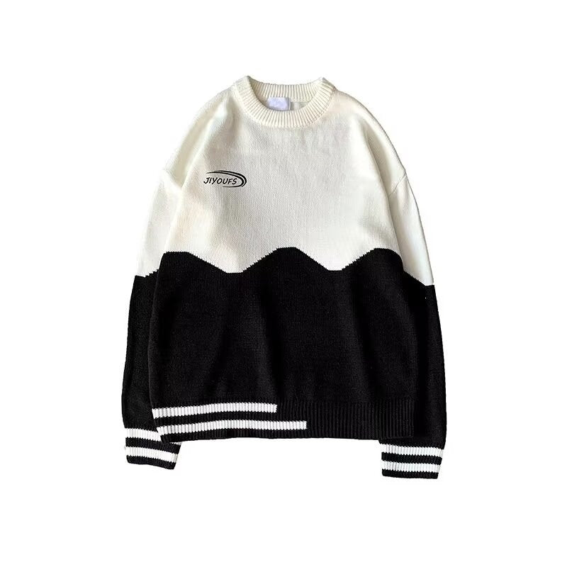 Men's Color-Block Round Neck Knit Sweater teemdrop