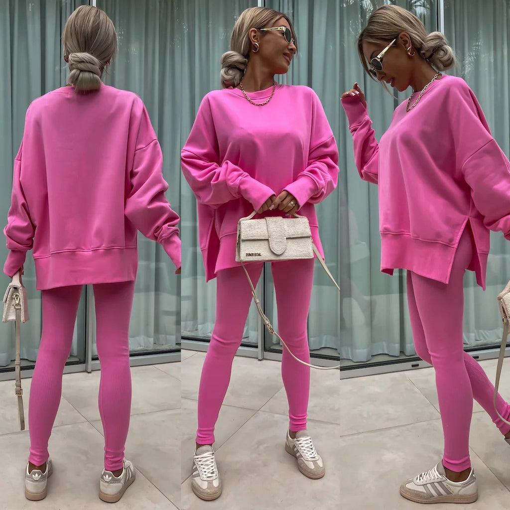 Long Sleeve Sweatshirt and Tight Trousers Set
