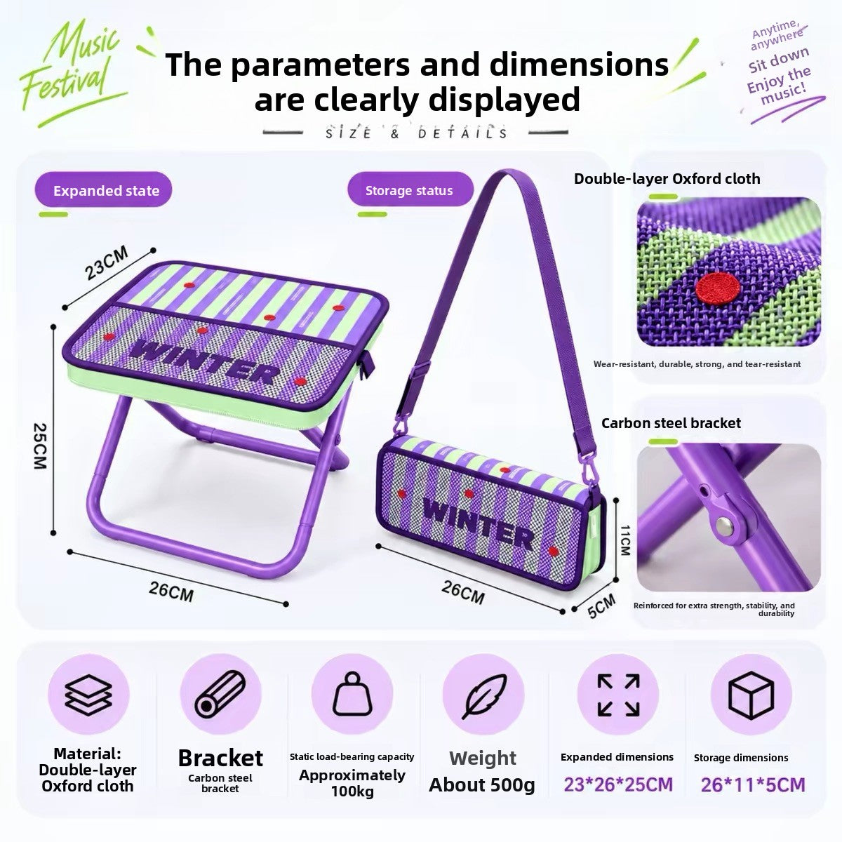 Portable Pencil Case Foldable Stool teemdrop