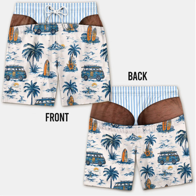 Men's 3D Patriotic Print Loose Beach Shorts