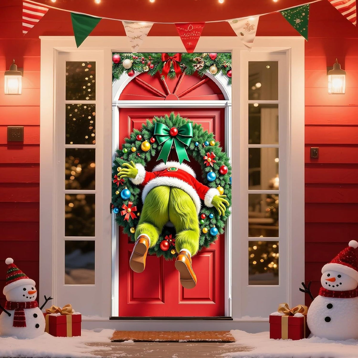 Christmas Santa Claus Polyester Door Cover Decoration 90x180cm teemdrop