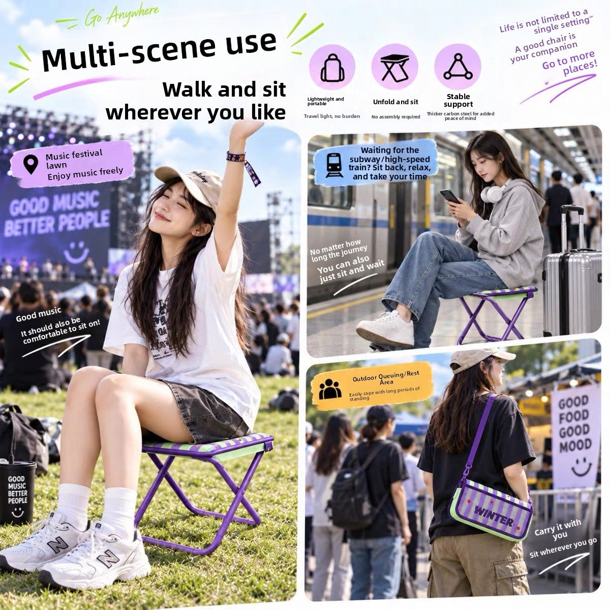 Portable Pencil Case Foldable Stool teemdrop