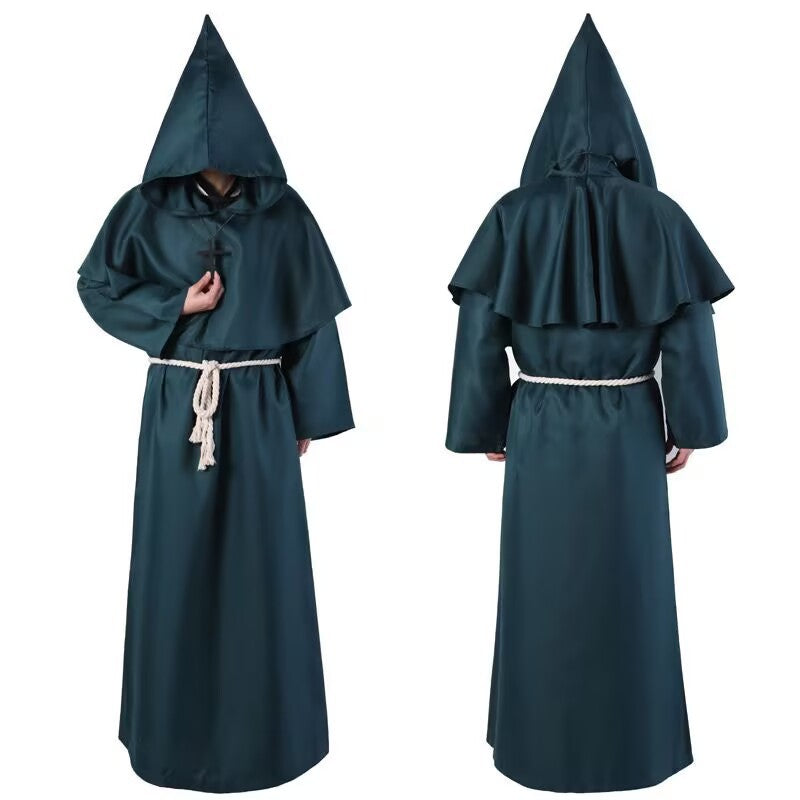 Medieval Monk Costume Cloak with Hood