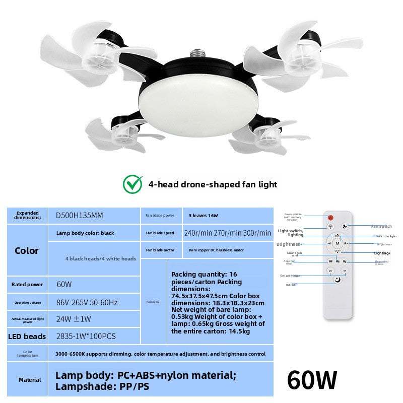 Remote Control Ceiling Fan Light with LED