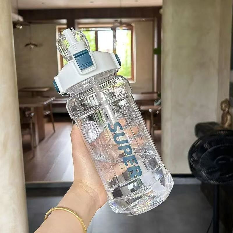Portable fitness sports drinking straw water bottle teemdrop