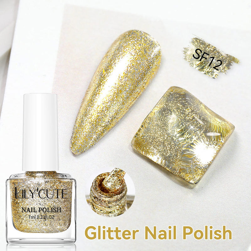 Quick-Dry Metallic High-Color Nail Polish Set 7ml Low Odor Nail Art Lacquer teemdrop