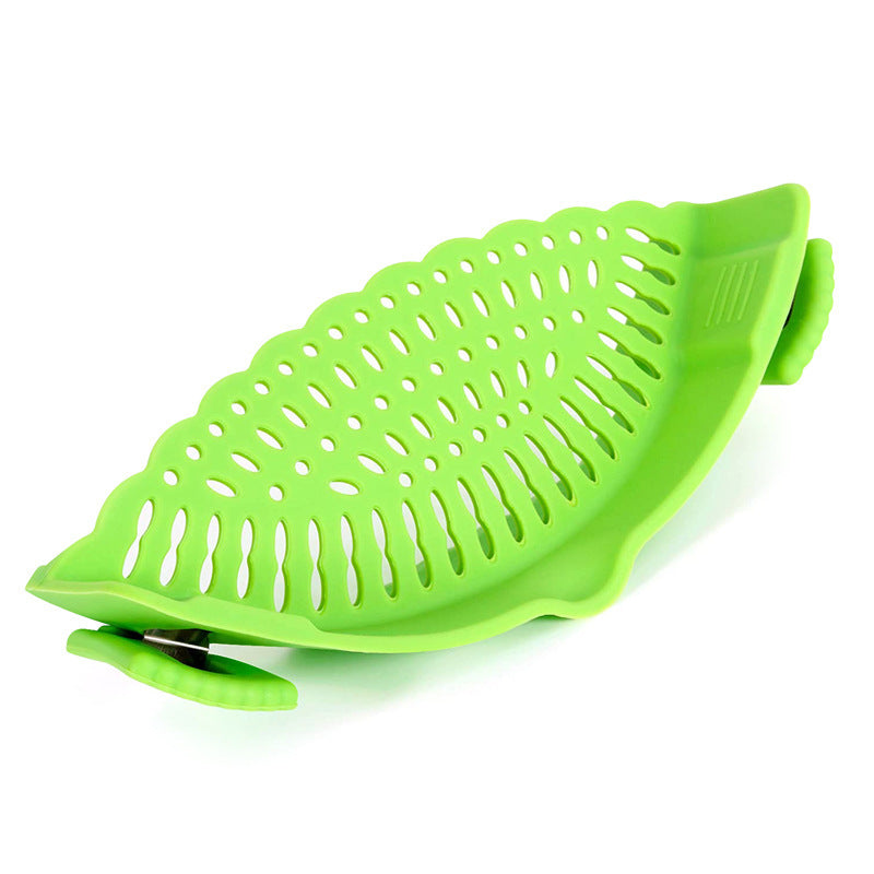 Clip On Silicone Kitchen Strainer Anti Spill Pot Edge Draining Basket teemdrop
