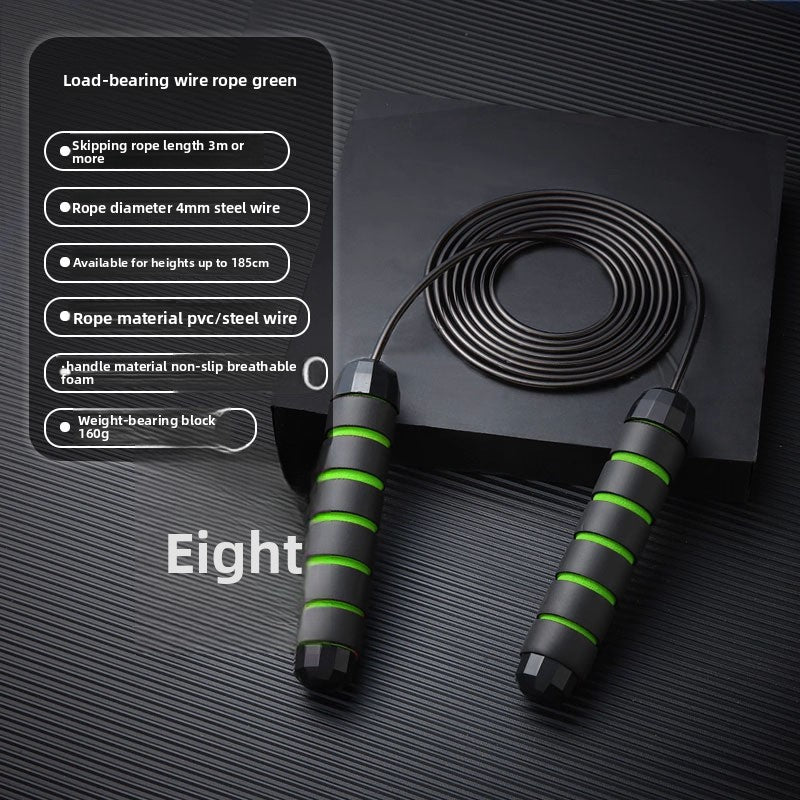 Adjustable Length Steel Wire Skipping Rope with Bearing System for Fitness Training