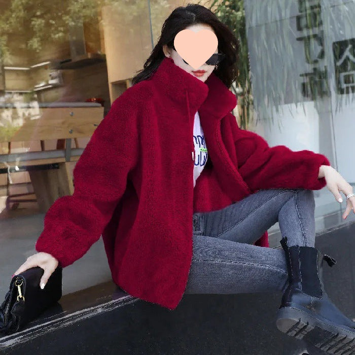 Women Double-Sided Velvet Warm Zip Up Cardigan teemdrop