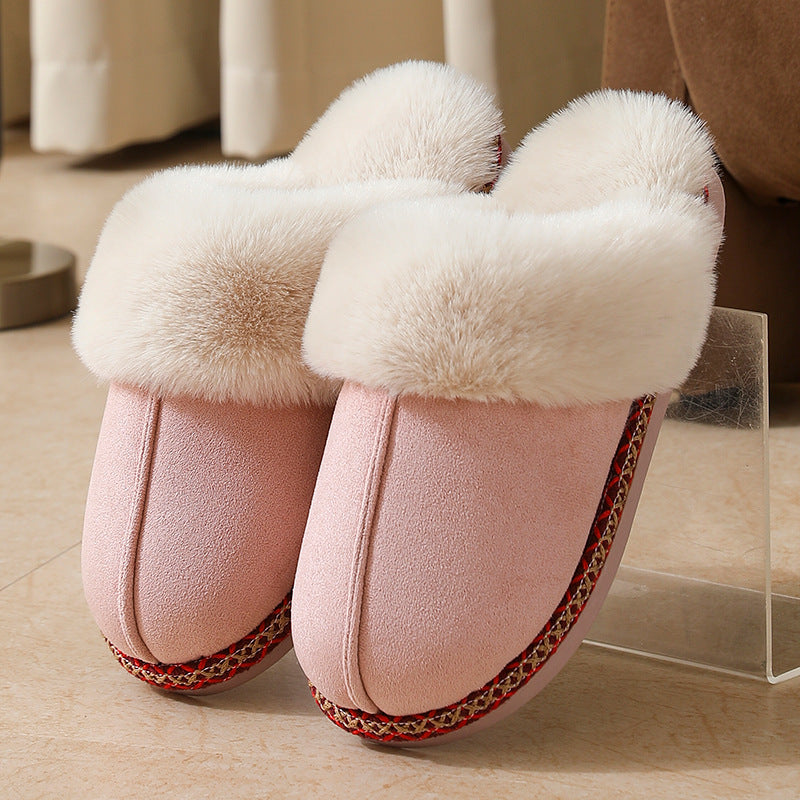 Warm Furry Home Slippers Unisex Anti-Slip Winter Cotton Slippers teemdrop