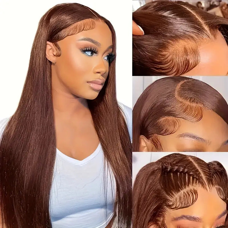 Long Straight Heat Resistant Synthetic Fiber Front Lace Wig teemdrop
