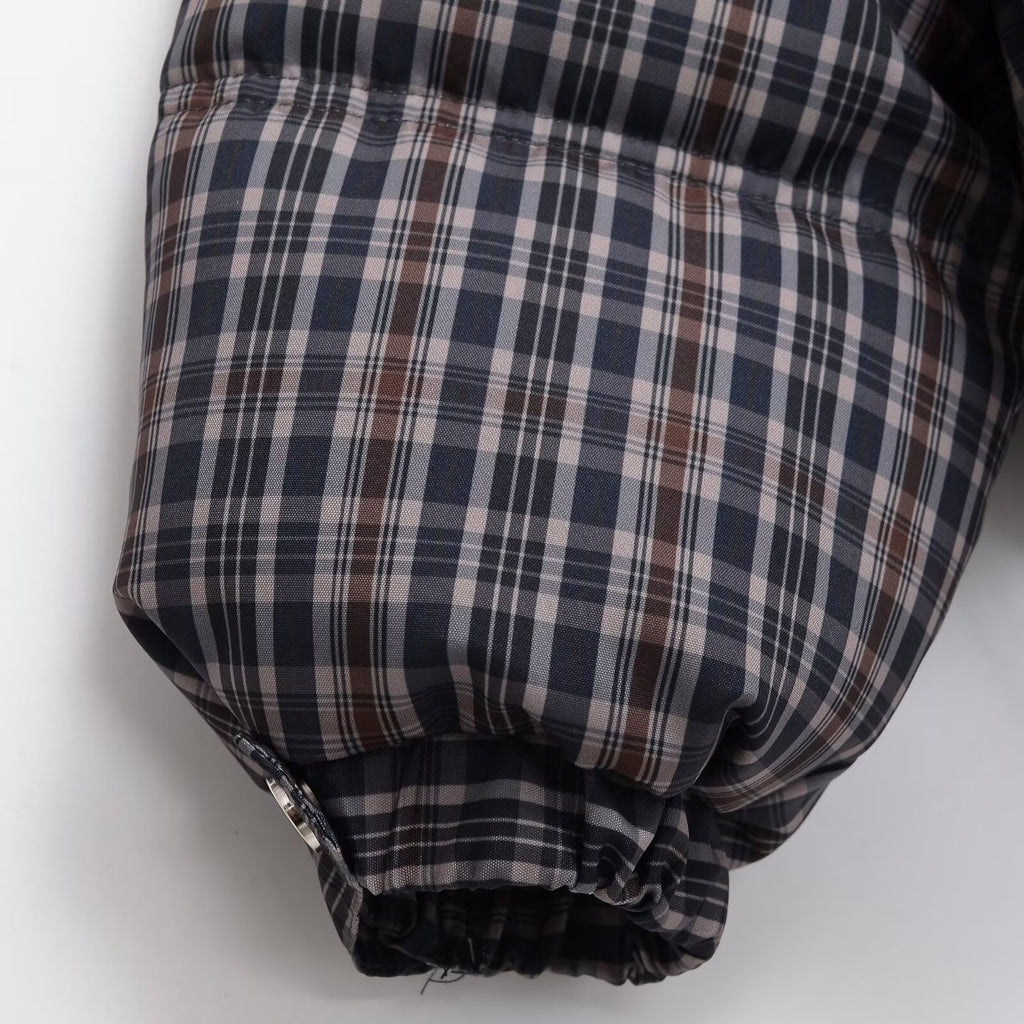 Womens Winter Plaid High Collar Zip Up Cotton Padded Coat