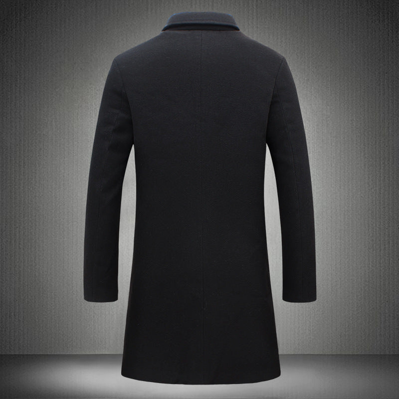 Men Slim Fit Cotton Blend Mid-Length Lapel Coat teemdrop