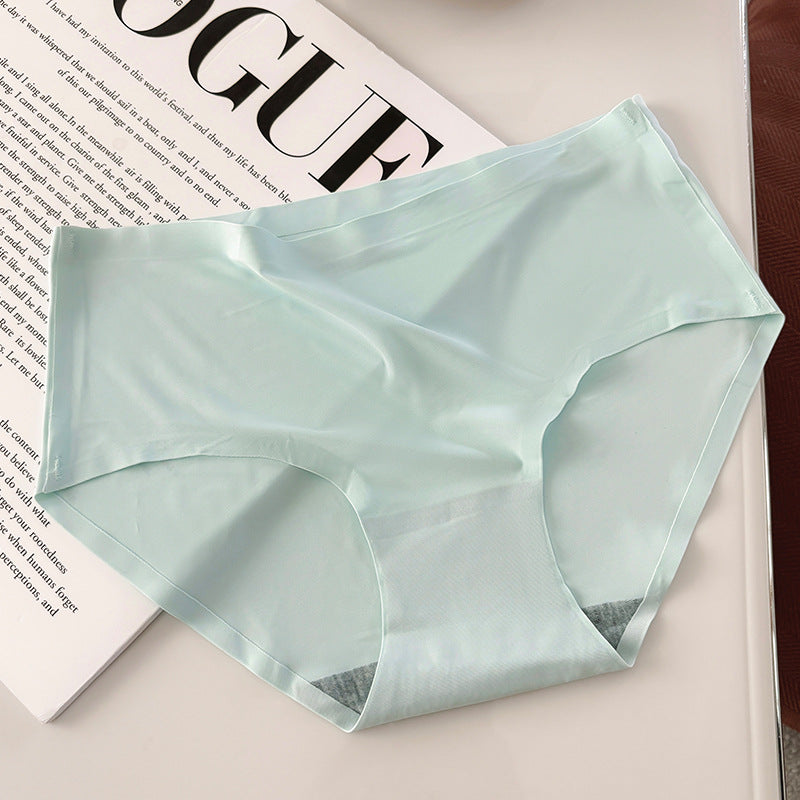 Women Seamless Ice Silk Breathable Mid-Waist Triangle Panties