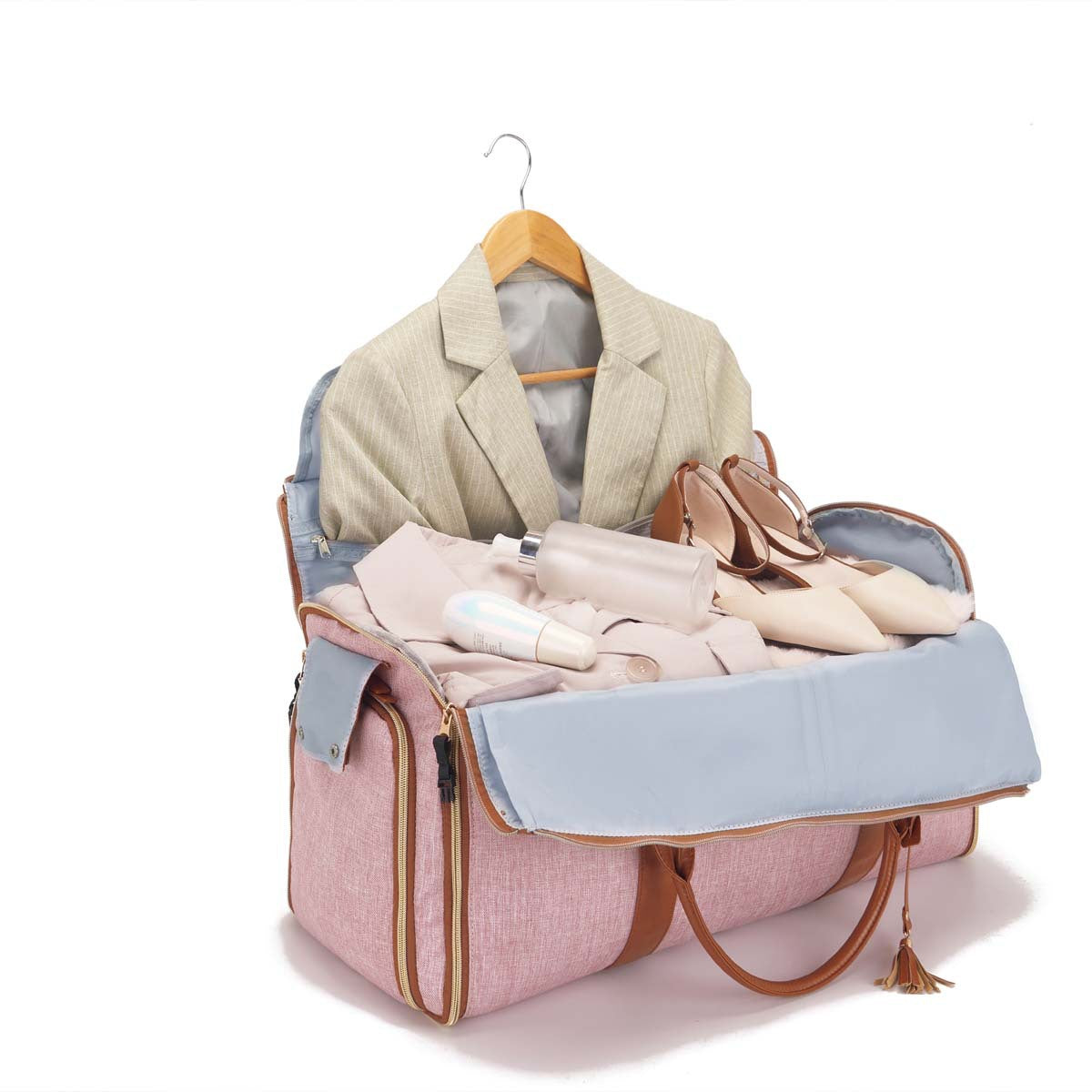 Large Capacity PU Leather Canvas Travel Duffel Bag