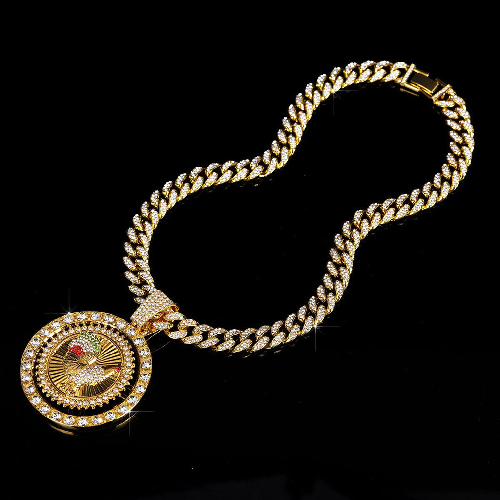 Rhinestone Pendant Necklace Hip-Hop Style