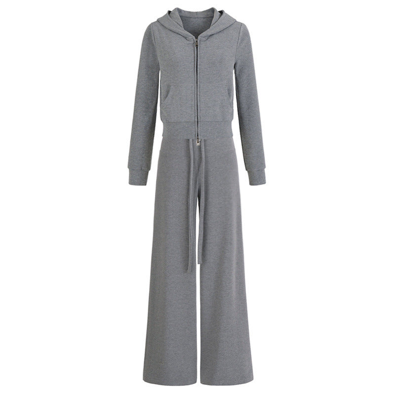 Casual Sports Suit  Hooded Zipper Slim Short Sweatshirt Jacket