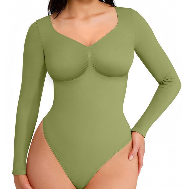 Women's seamless long-sleeved shaping tight-fitting one-piece dress teemdrop