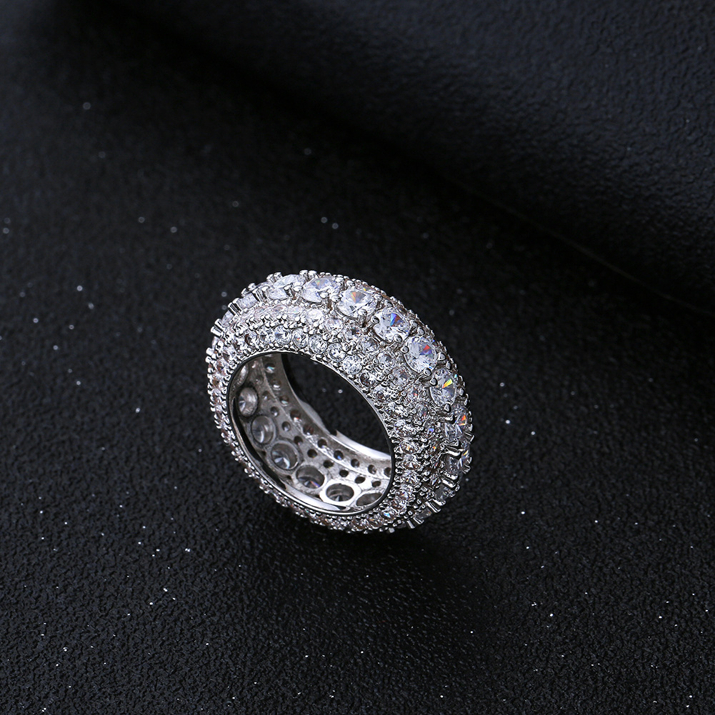 Retro Geometric Micro-Inlaid Zircon Copper Hip-Hop Ring for Men and Women teemdrop