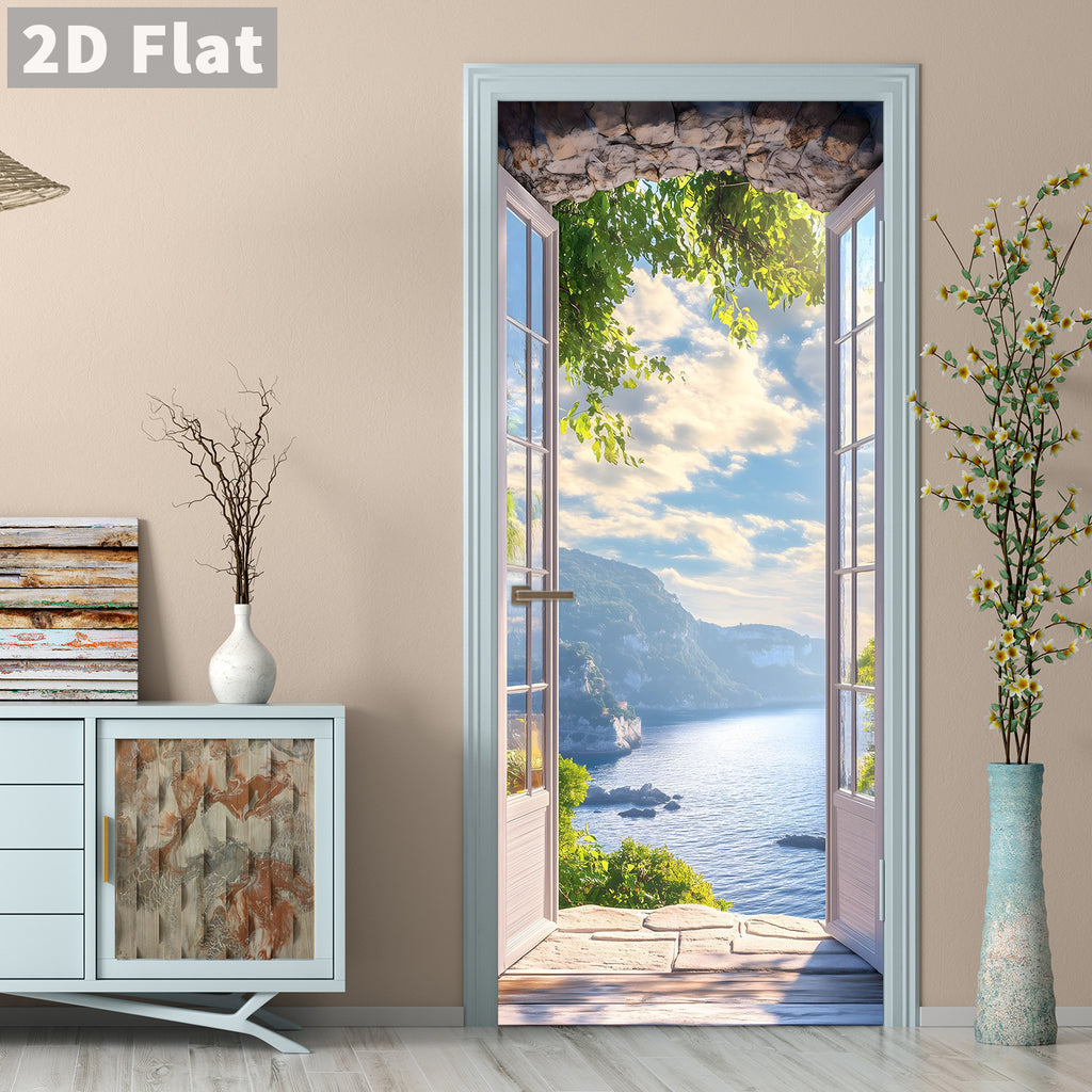 Creative Wooden Door Refurbished Door Stickers Wall Stickers teemdrop