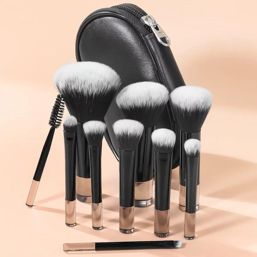 10-Piece Mini Crystal Handle Makeup Brush Set teemdrop