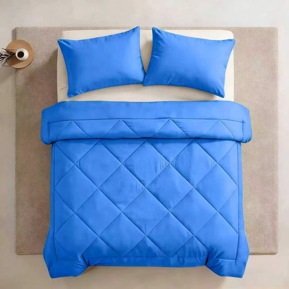 Three-Piece Quilted Solid-Color Bedding Set teemdrop