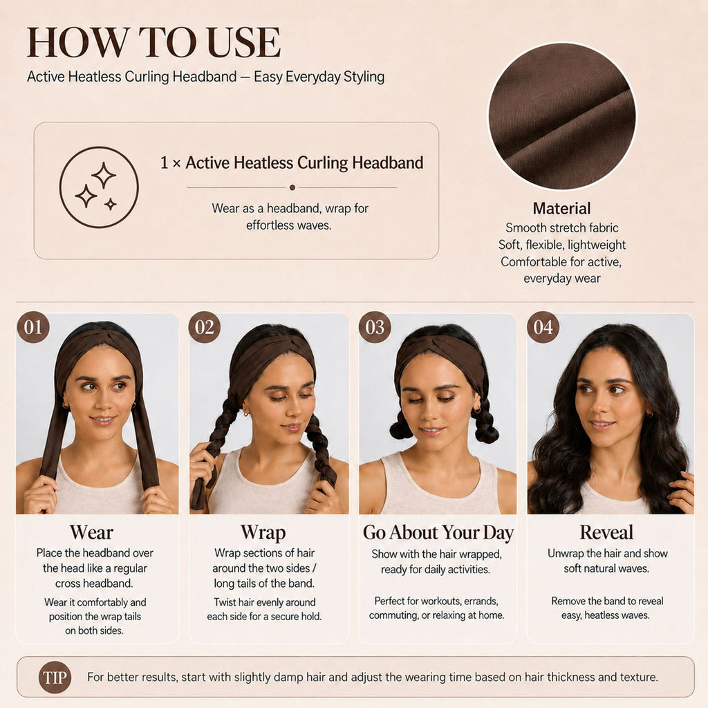 Heat-Free 2-in-1 Curling Hairband Magic Hair Curler Ribbon for Women teemdrop