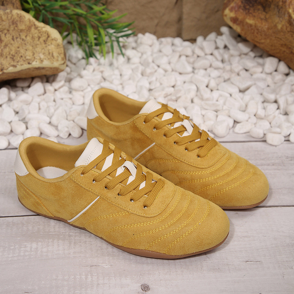 Women's Breathable Flat-Soled Casual Sneakers with Round Toe, PU Upper, and Slip-On Closure teemdrop
