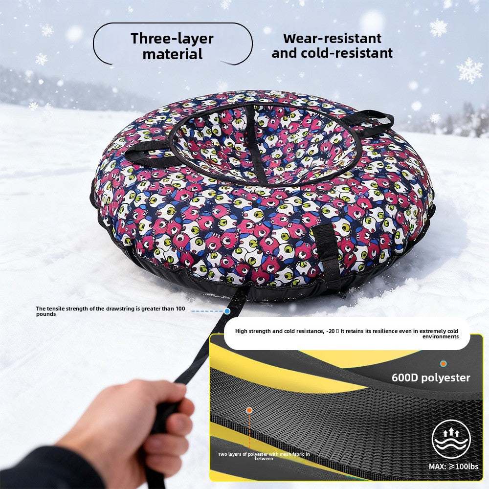 Winter PVC Inflatable Snow Tube with Cloth Cover for Outdoor Sledding and Grass Sliding teemdrop