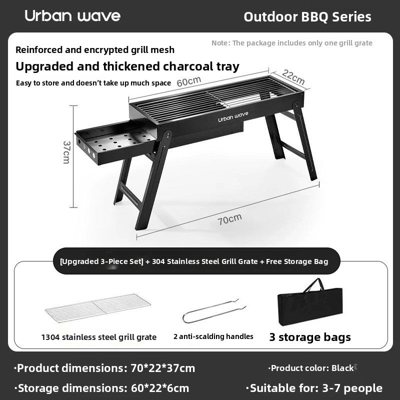 Portable Outdoor Stainless Steel Folding Charcoal Grill teemdrop