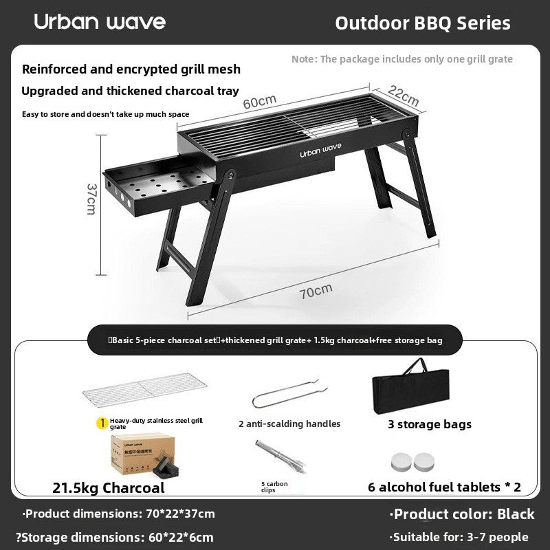 Portable Outdoor Stainless Steel Folding Charcoal Grill teemdrop