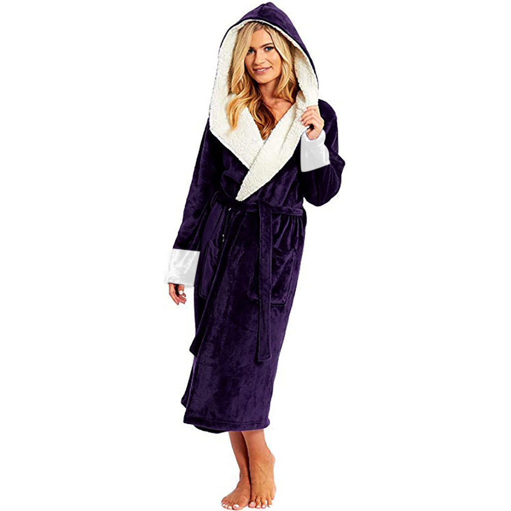 Women's warm fleece-lined wide-leg casual thermal pajamas