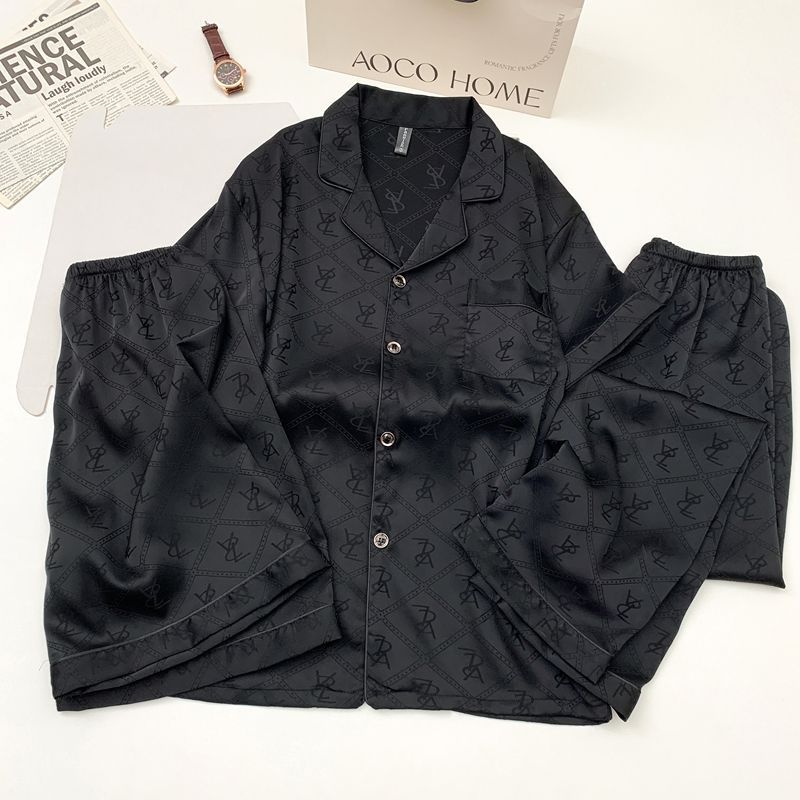 Men's silk three-piece pajamas