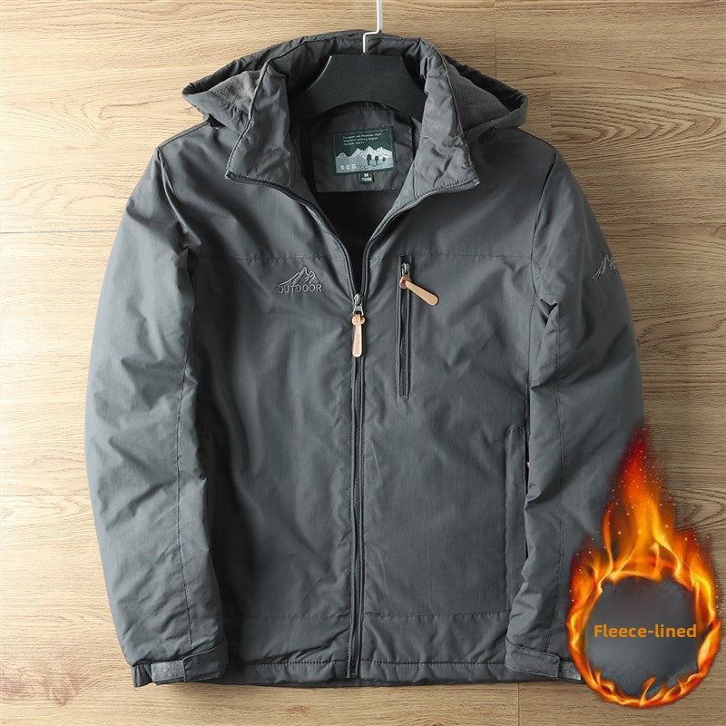 Men's detachable hood zipper loose jacket teemdrop