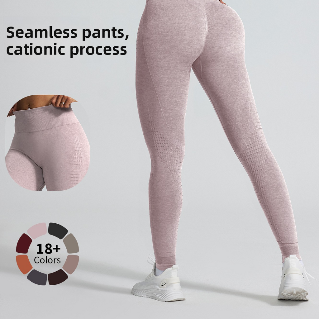 Women's Seamless Jacquard High-Waist Cropped Yoga Pants teemdrop