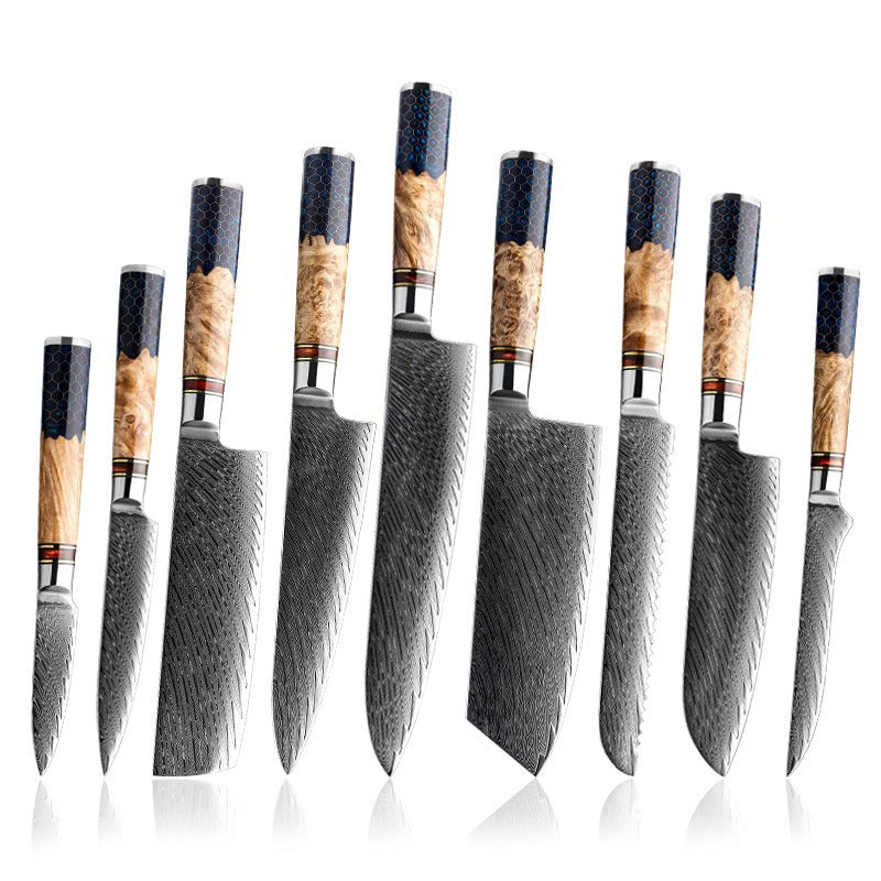 Damascus VG10 Steel 9-Piece Kitchen Knife Set