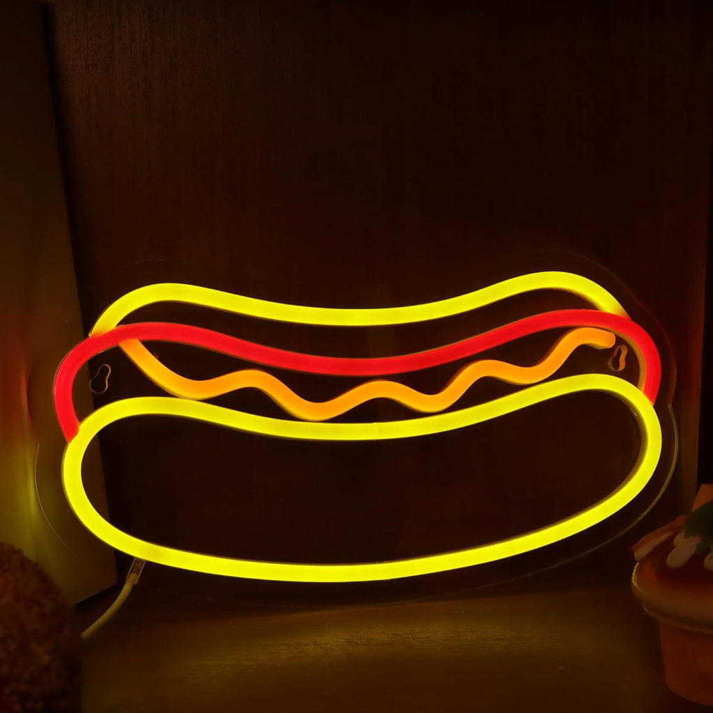 LED Neon Light Hamburger Fries Sushi Shape Sign for Home Bar Decoration