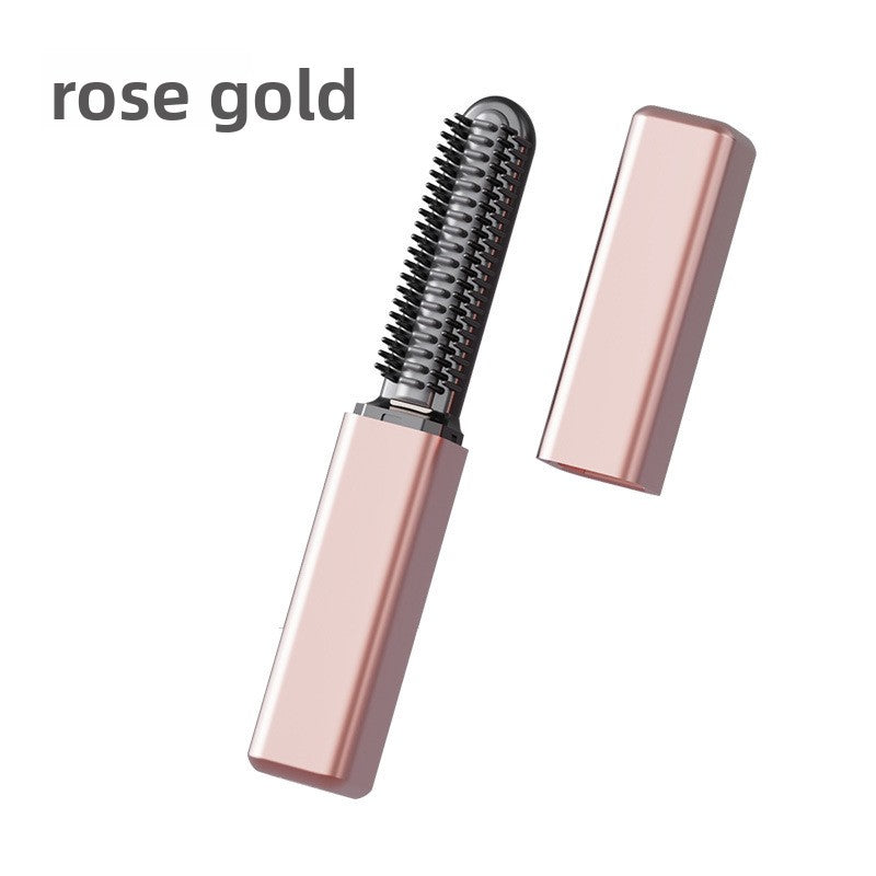 Mini Portable Wireless Charging Electric Hair Straightener Curling Iron Brush for Travel and Daily Styling teemdrop