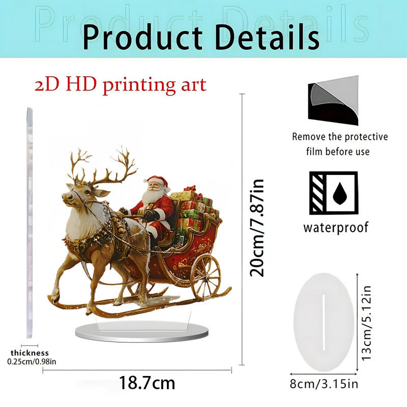 Christmas Carousel 2D Acrylic Stand Holiday Ornament Home Decoration