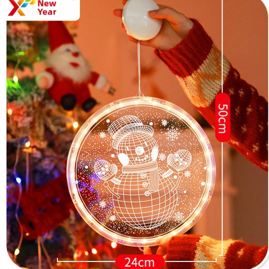 24cm Acrylic Battery Powered LED Suction Cup Christmas Pendant Lamp for Window Decoration
